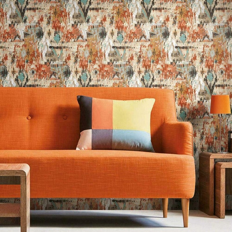 RoomMates RMK11247RL Orange Aztec Peel and Stick Wallpaper - Image 2
